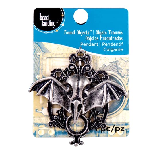 12 Pack: Found Objects™ Oxidized Silver Bat Pendant by Bead Landing™